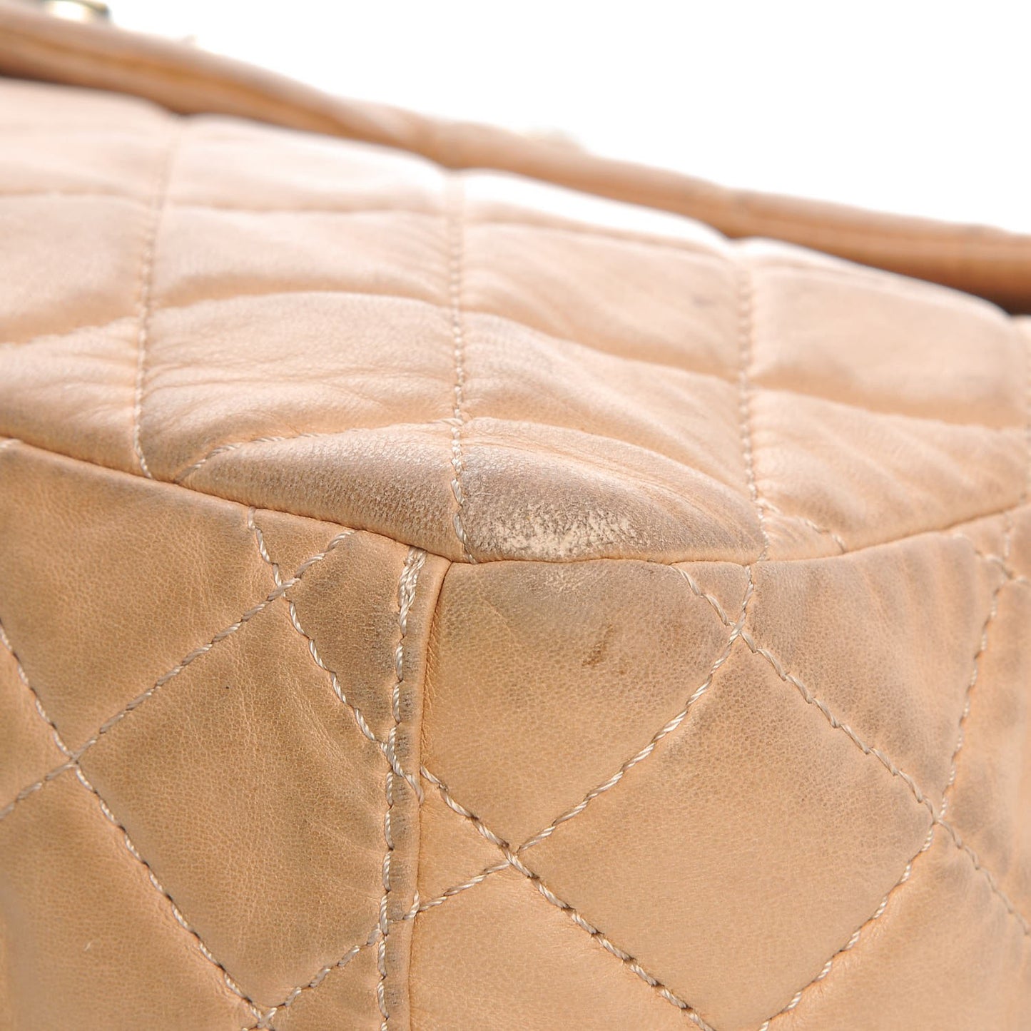 Lambskin Quilted Maxi Single Flap Beige