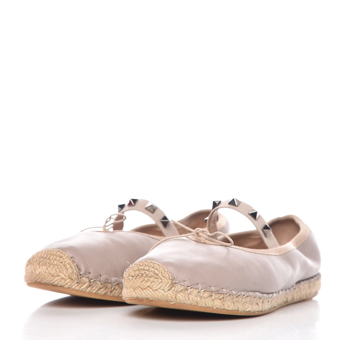 Nappa Rockstud Ballerina Espadrille Flats 37 Poudre