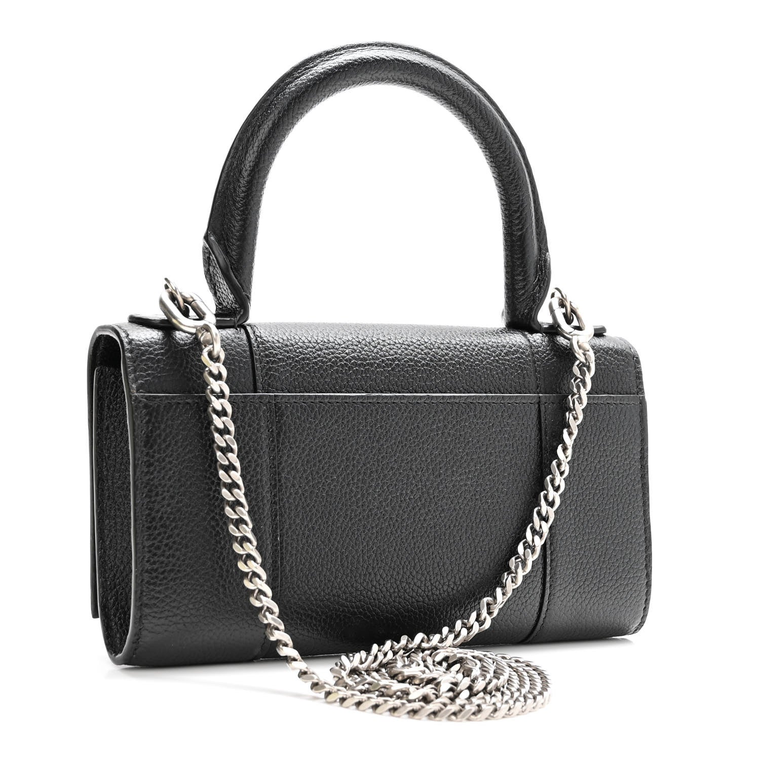 Balenciaga Grained Calfskin Hourglass Top Handle Crossbody Phone Holder Black 3 of 10