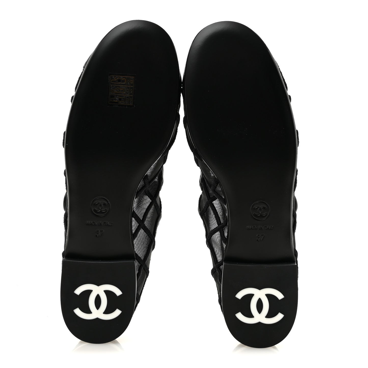 Lambskin Fabric Mesh Quilted Mary Jane Cap Toe Flats 37 Black