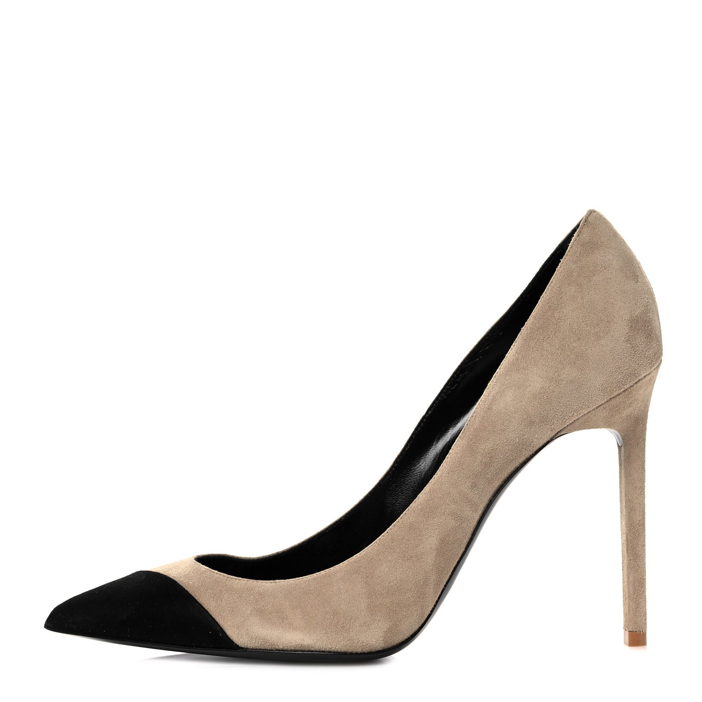 Suede Calfskin Zoe 105 Pumps 39.5 Beige Black