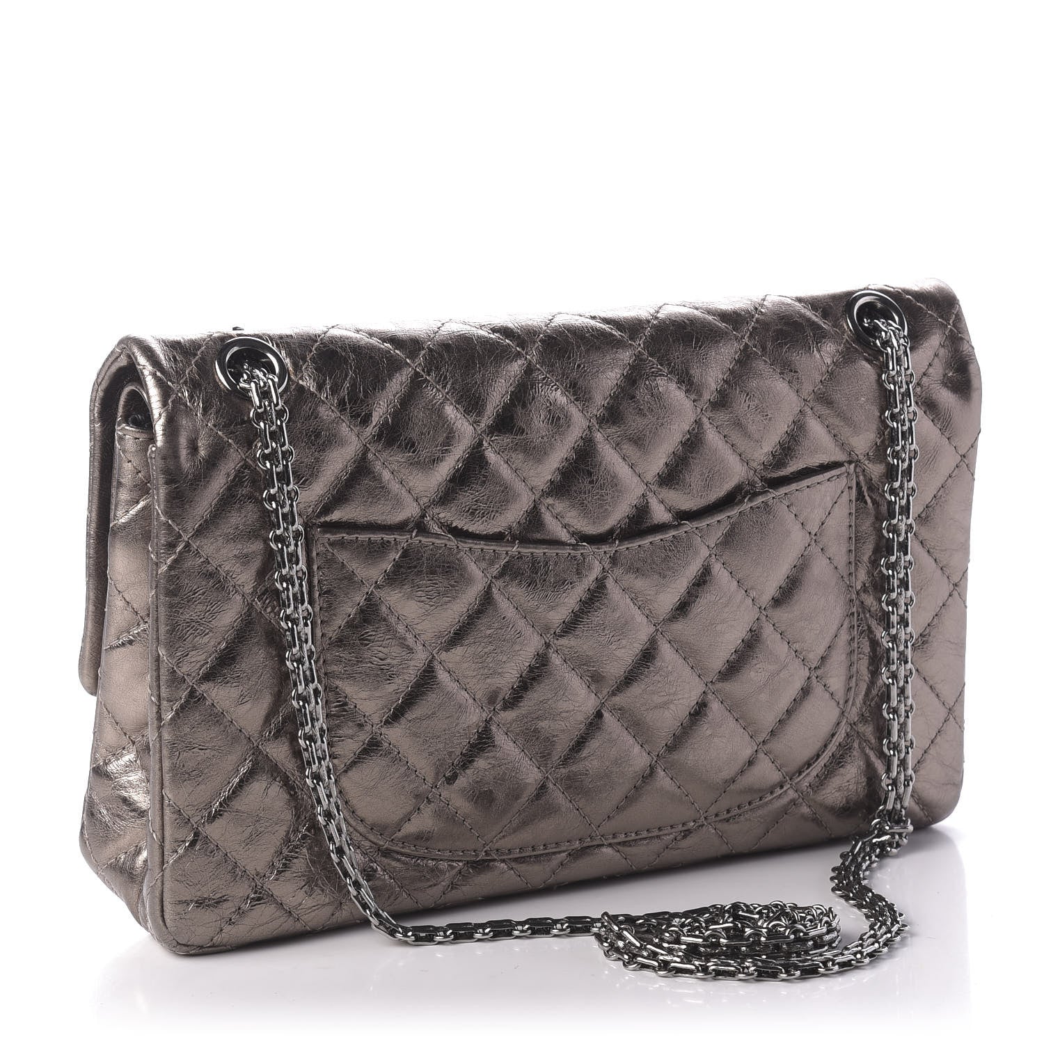 Chanel Metallic Aged Calfskin Quilted 2.55 Reissue 226 Flap Dark Silver 3 of 11