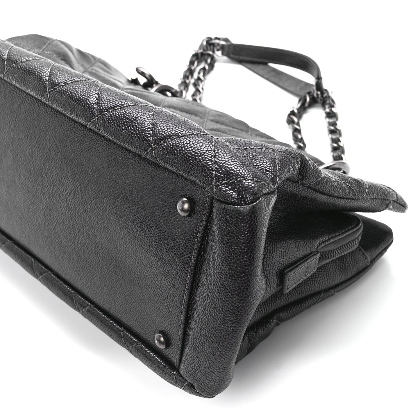 Iridescent Caviar Quilted Chic Shopping Tote