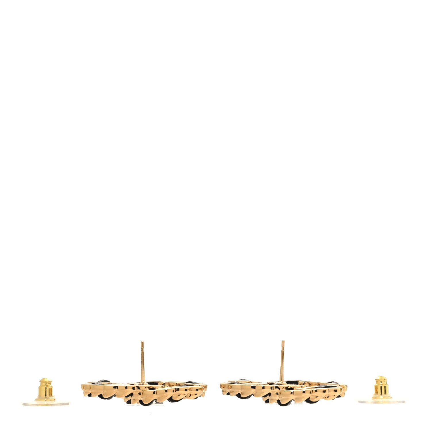 Chanel Lambskin CC Chain Earrings Black Gold 3 of 5