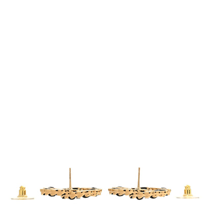 Chanel Lambskin CC Chain Earrings Black Gold 3 of 5