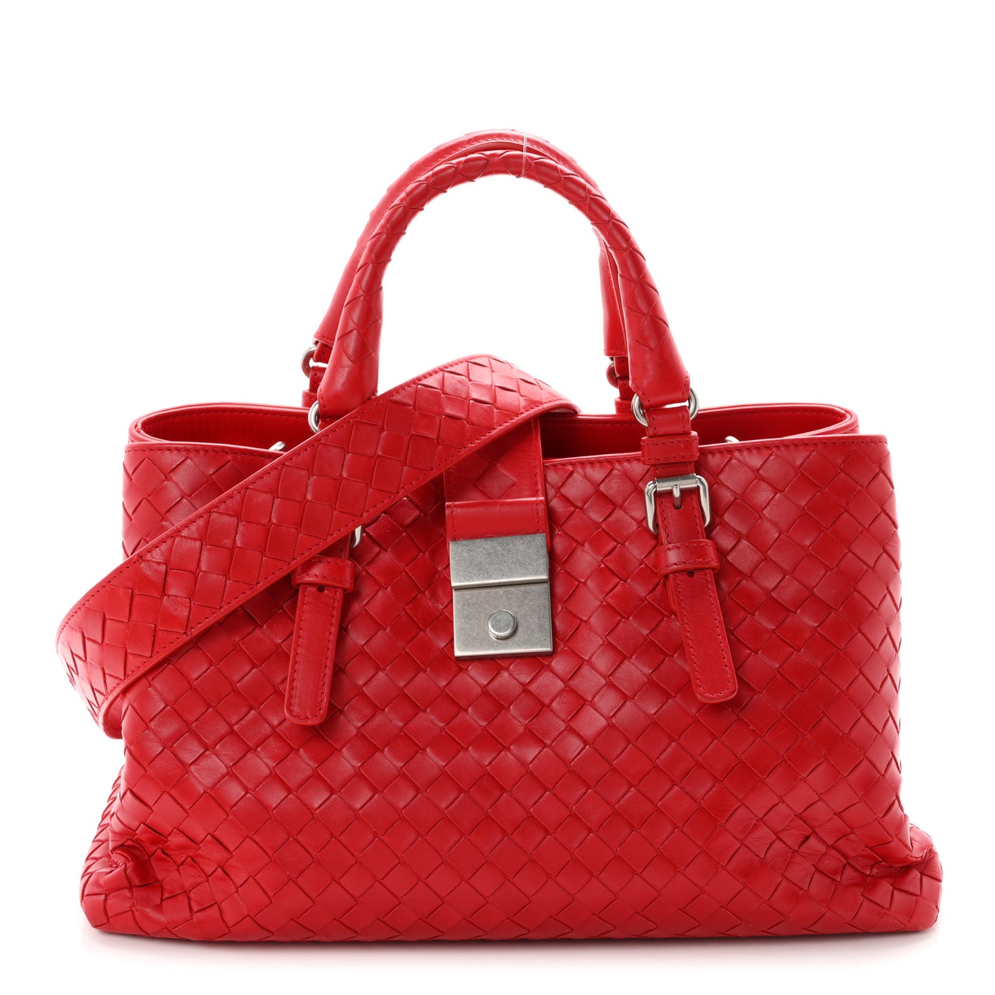 Nappa Intrecciato Small Roma Tote Red