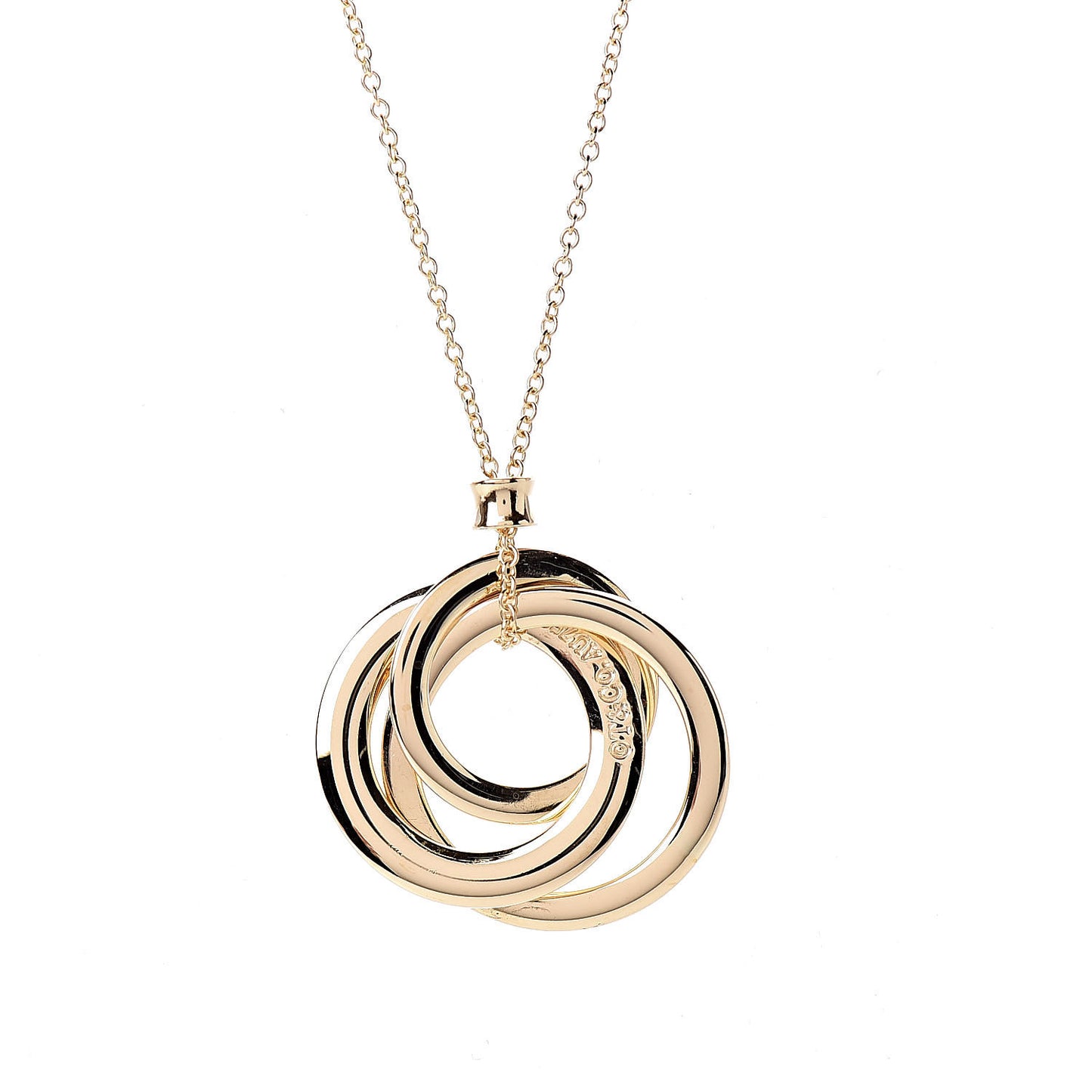 18K Yellow Gold Small Interlocking Circles Pendant Necklace
