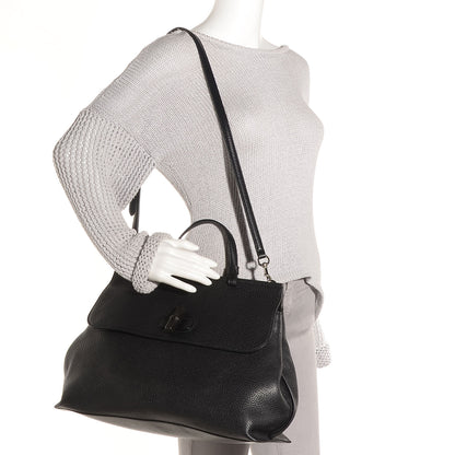Gucci Cellarius Calfskin Large Bamboo Daily Top Handle Bag Black 2 of 9