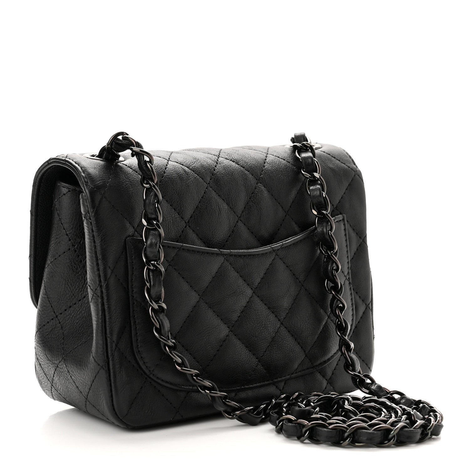 Chanel Crumpled Calfskin Quilted Mini Square Flap So Black 3 of 10