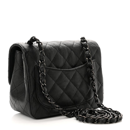 Chanel Crumpled Calfskin Quilted Mini Square Flap So Black 3 of 10