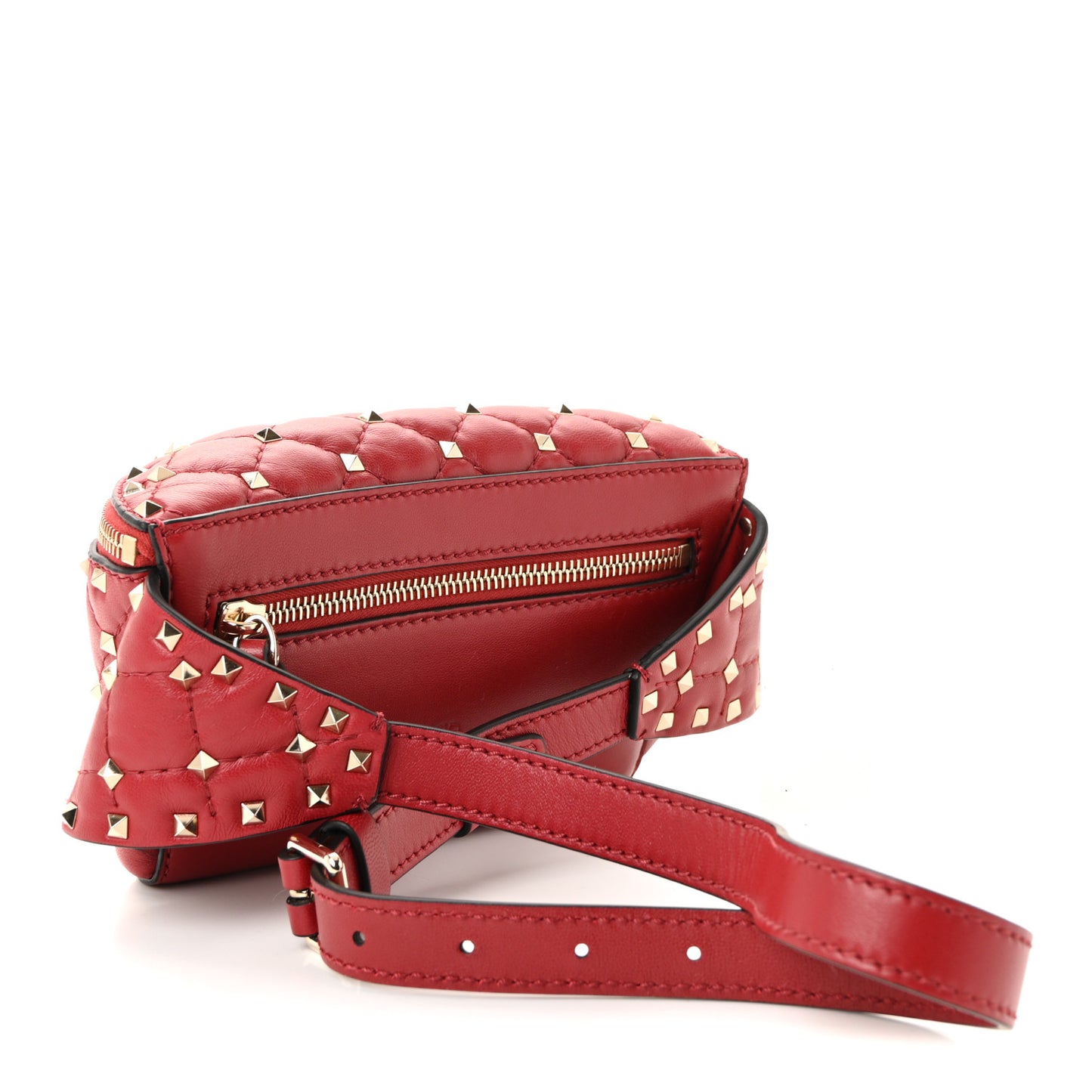 Lambskin Free Rockstud Spike Belt Bag 85 Rosso Valentino