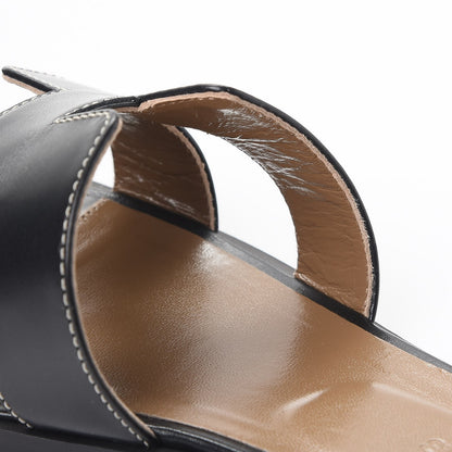 Hermes Box Calfskin Oran Sandals 38 Black 11 of 14