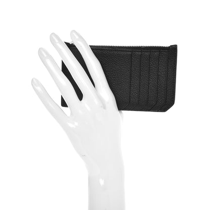 Saint Laurent Grained Calfskin 5 Fragments Zip Pouch Card Holder Black 2 of 7