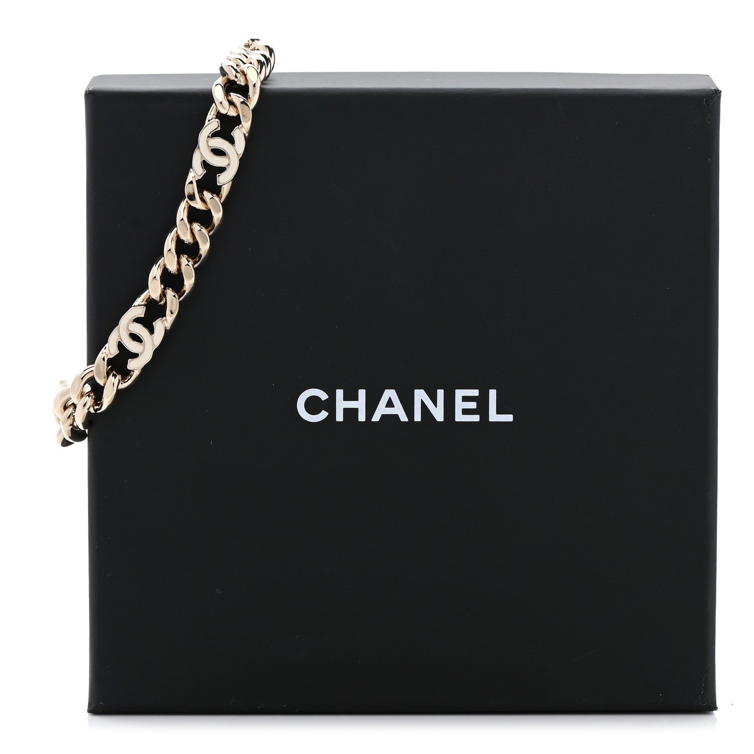 Chanel Enamel Metal CC Chain Bracelet Gold White 6 of 6