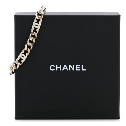 Chanel Enamel Metal CC Chain Bracelet Gold White 6 of 6