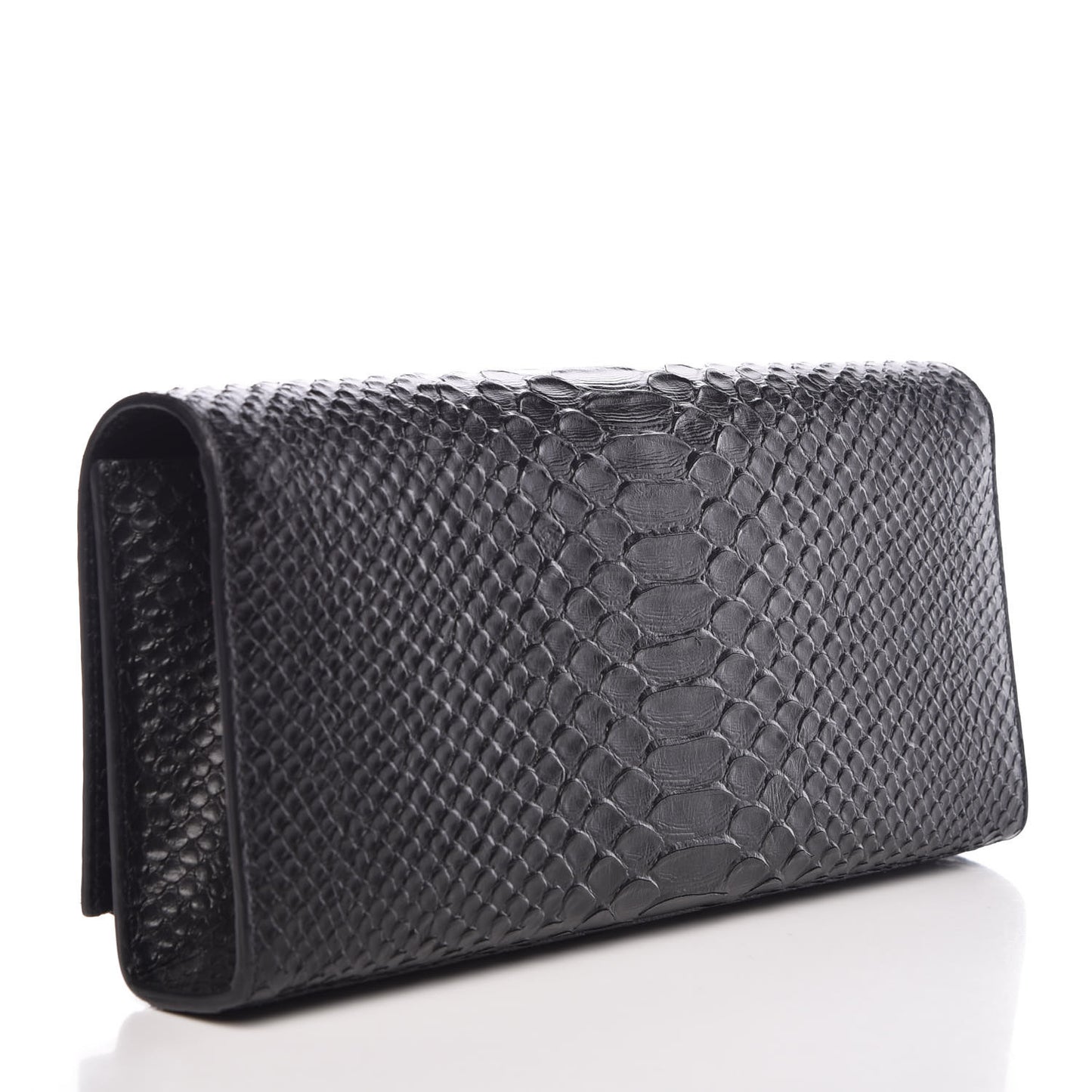 Python Calfskin Embossed Classic Monogram Tassel Clutch Black