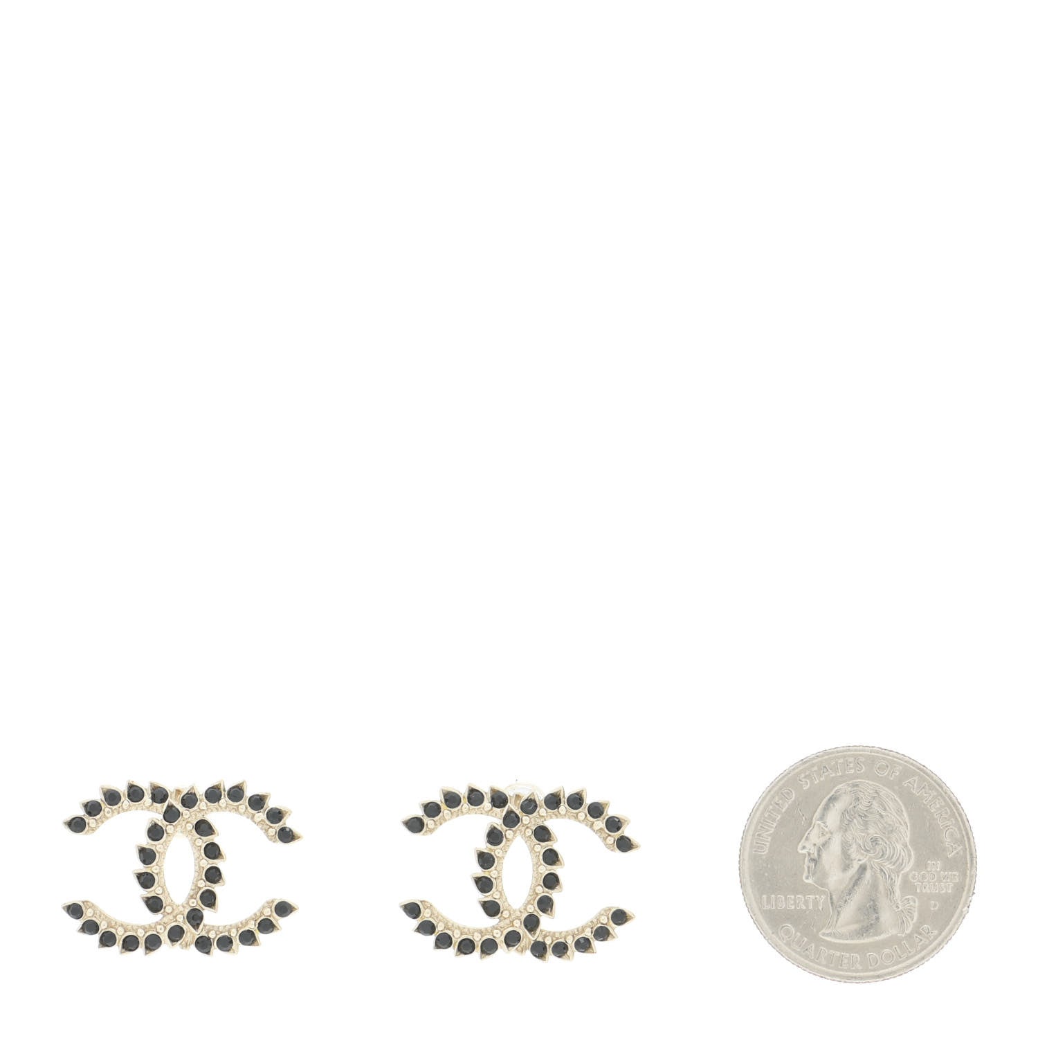 Chanel Strass Crystal Dazzling Wheat CC Earrings Black Gold 2 of 6