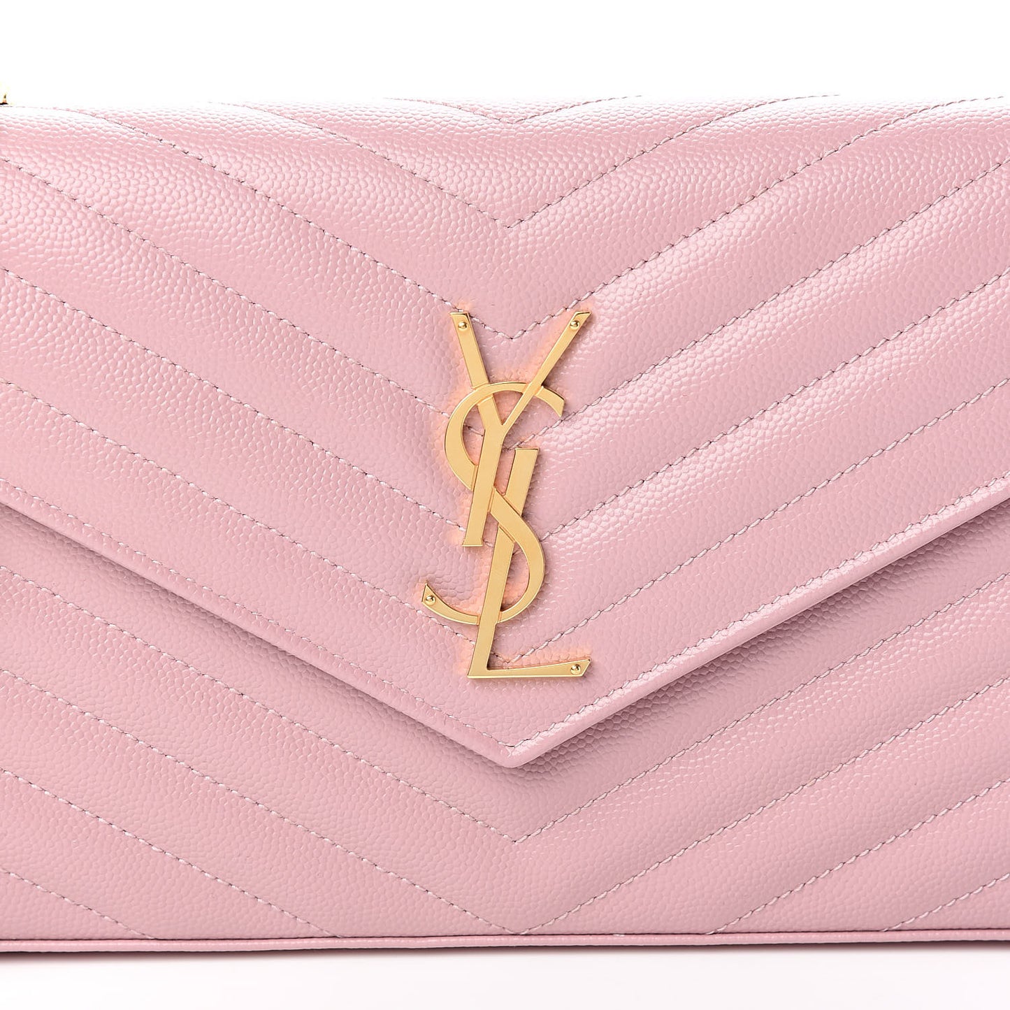 Grain De Poudre Matelasse Chevron Monogram Chain Wallet Pale Pink