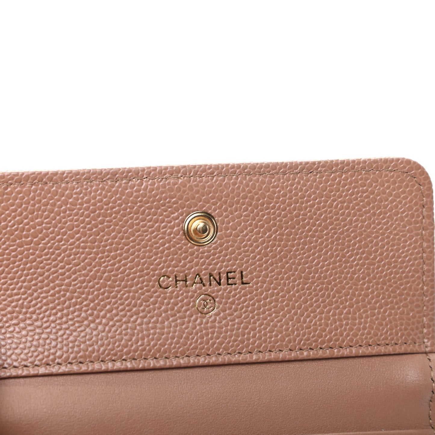 Caviar Chevron Quilted Boy Compact Wallet Light Brown