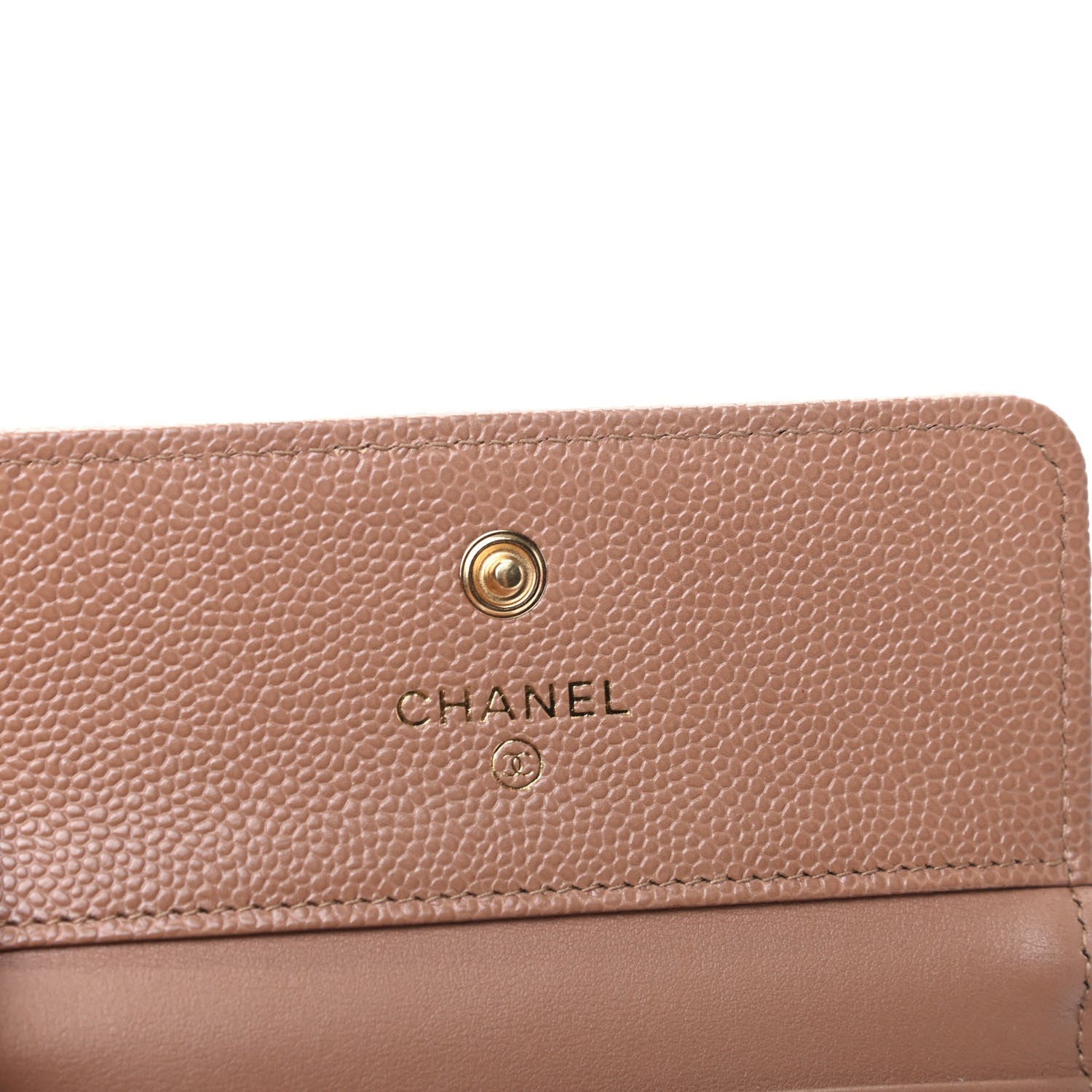Chanel Caviar Chevron Quilted Boy Compact Wallet Light Brown 6 of 8