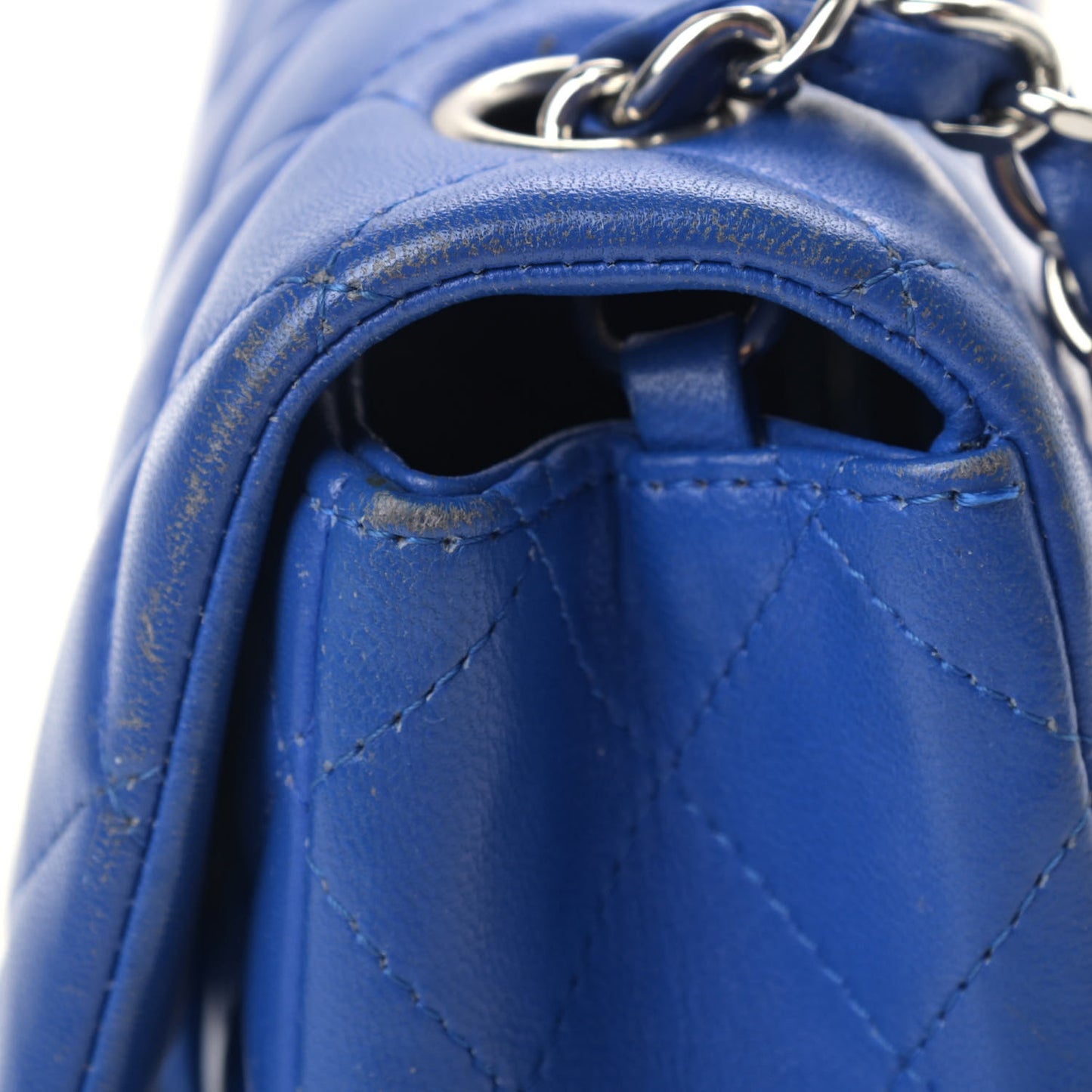 Lambskin Quilted Mini Rectangular Flap Blue