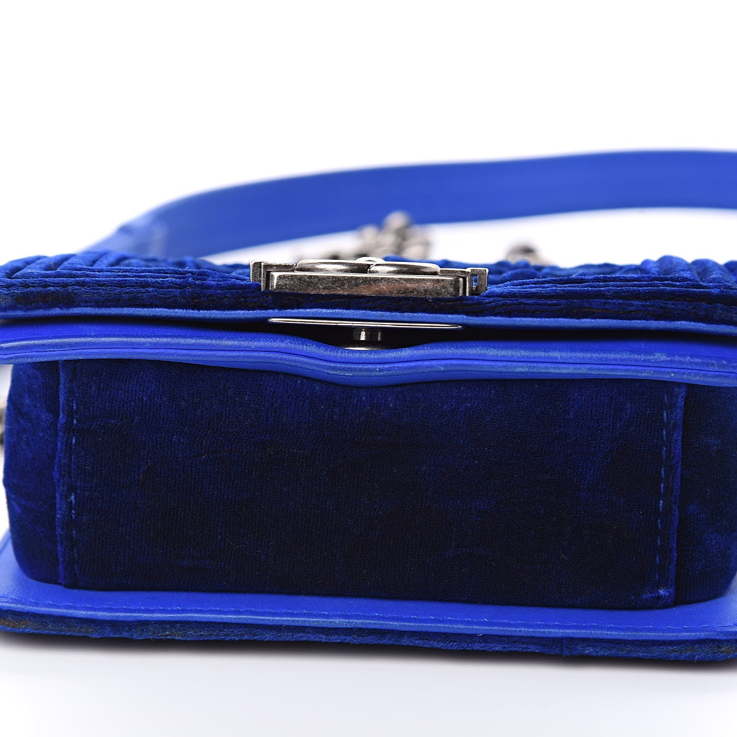 Chanel Velvet Quilted Mini Boy Flap Blue 10 of 12