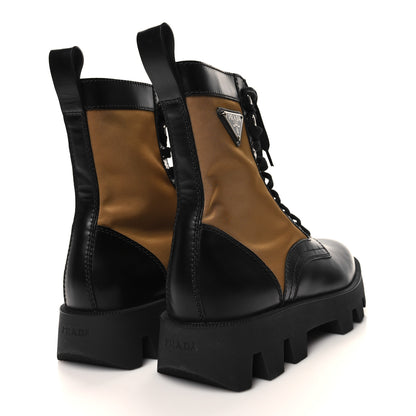 Prada Spazzolato Rois Re-Nylon Metal Triangle Logo Mens Combat Boots 9 Black Giunco 4 of 9