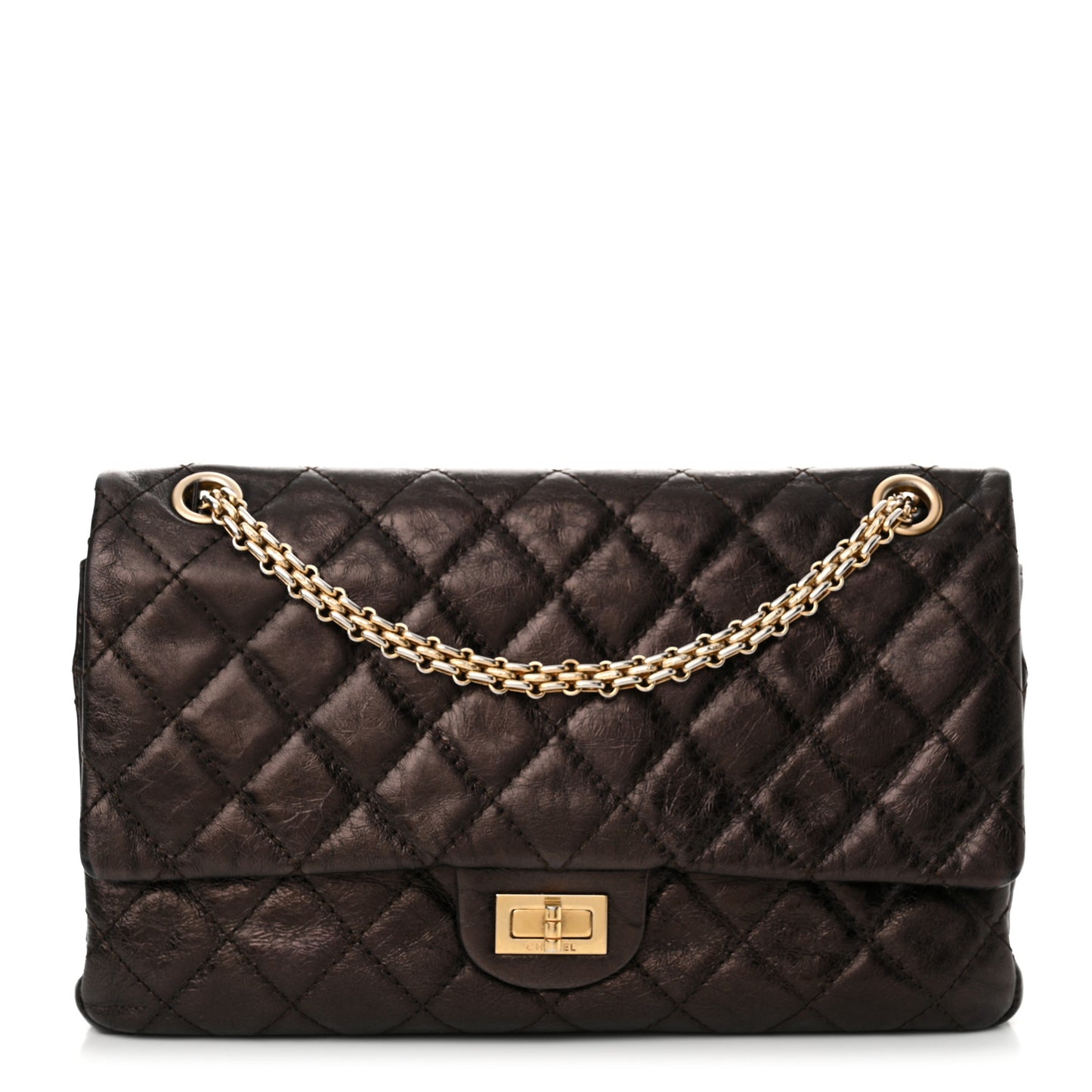 Metallic Aged Calfskin Quilted 2.55 Reissue 226 Flap Brown