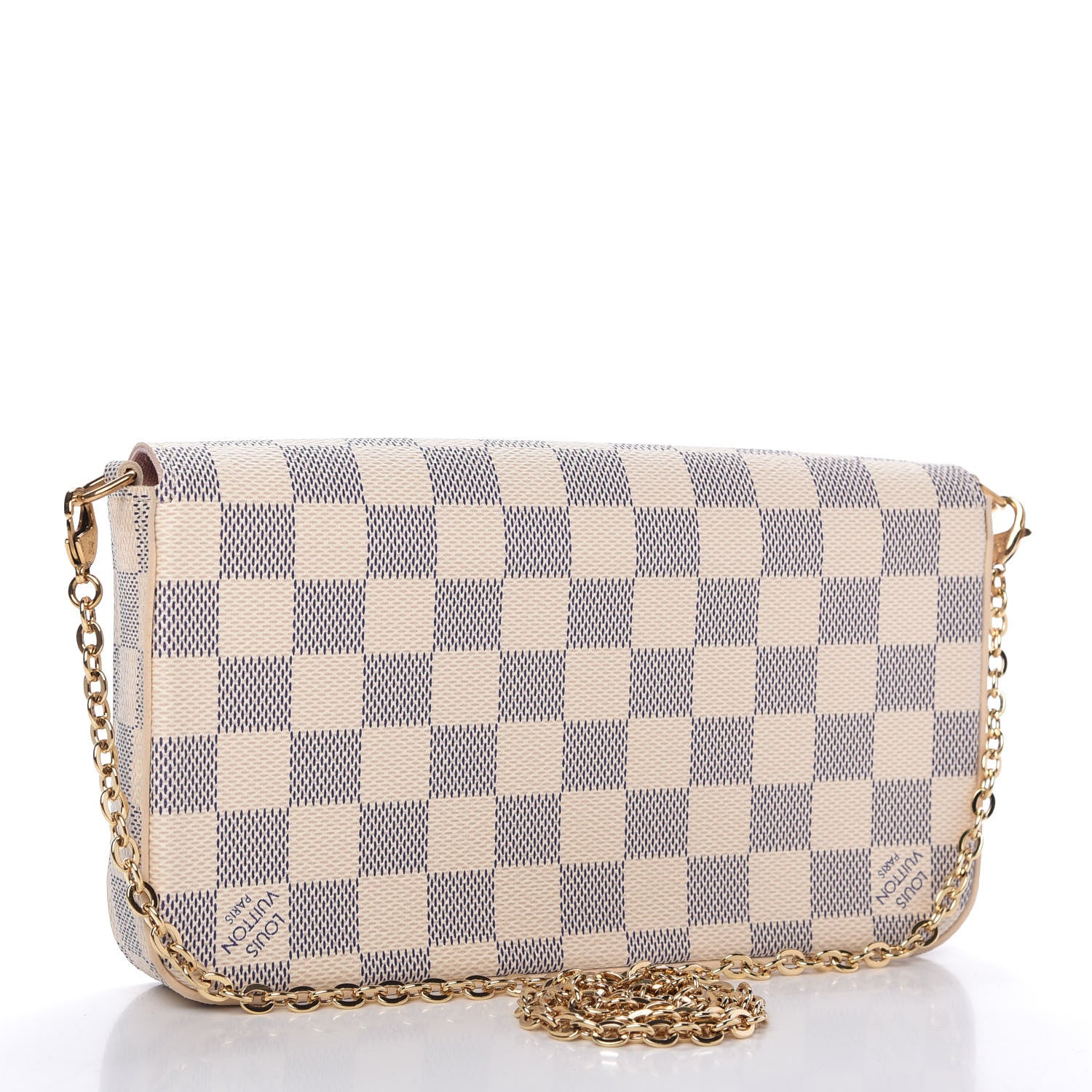 Louis Vuitton Damier Azur Pochette Felicie Chain Wallet Rose Ballerine 3 of 10