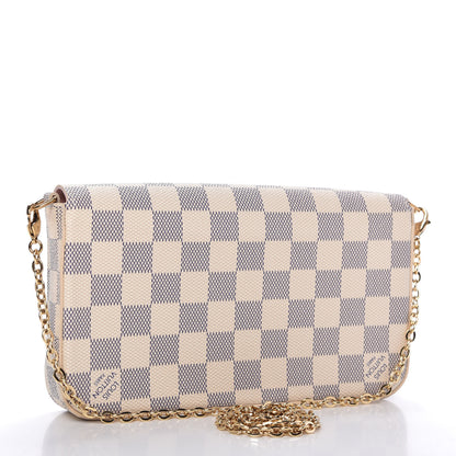 Louis Vuitton Damier Azur Pochette Felicie Chain Wallet Rose Ballerine 3 of 10