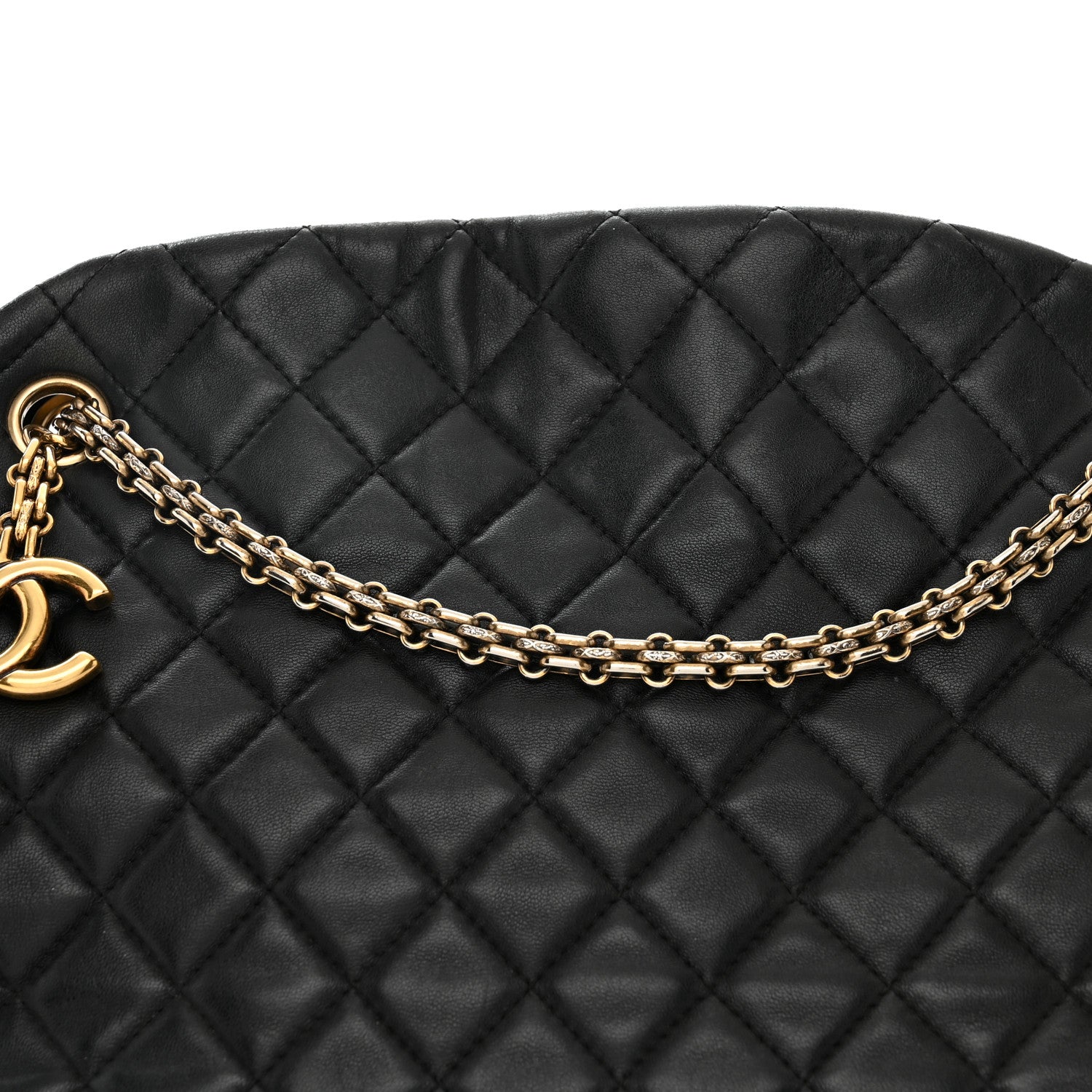 Chanel Lambskin Quilted Large Just Mademoiselle Bowling Bag Black 10 of 12