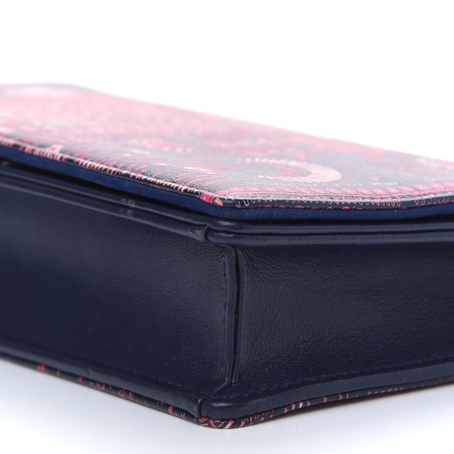 Calfskin Animals Chain Pouch Fuchsia Multicolor