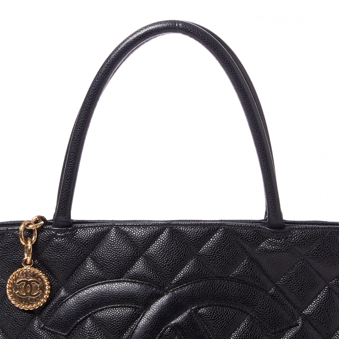 Caviar Quilted Medallion Tote Black
