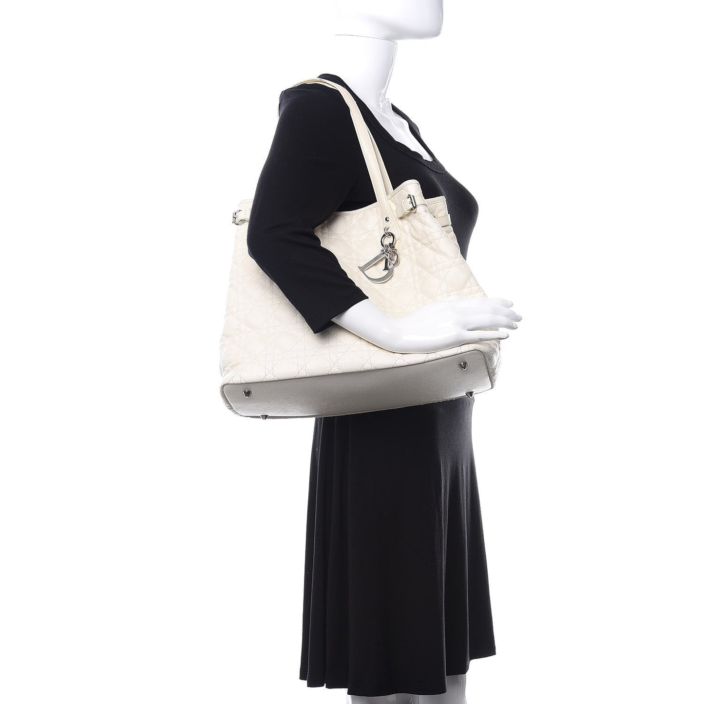 Coated Canvas Cannage Medium Panarea Tote White