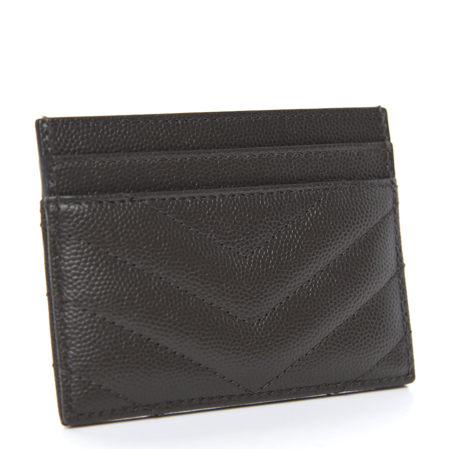 Grain De Poudre Matelasse Chevron Monogram Credit Card Case Pebble