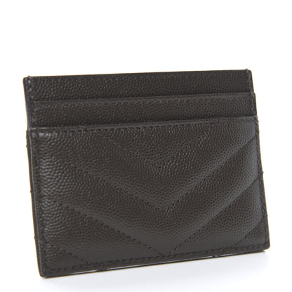 Saint Laurent Grain De Poudre Matelasse Chevron Monogram Credit Card Case Pebble 3 of 8