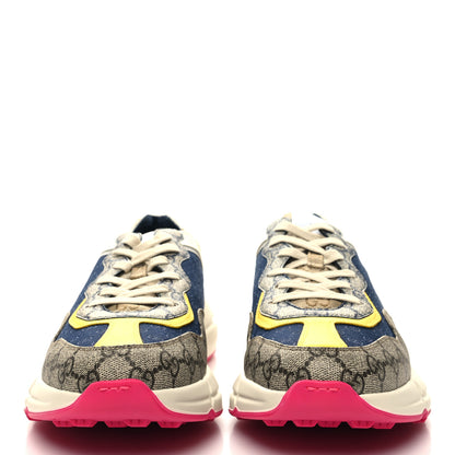 Gucci GG Supreme Monogram Mix Monogram Mens Rhyton Sneakers 9 London Blue Beige Sun Yellow 2 of 8