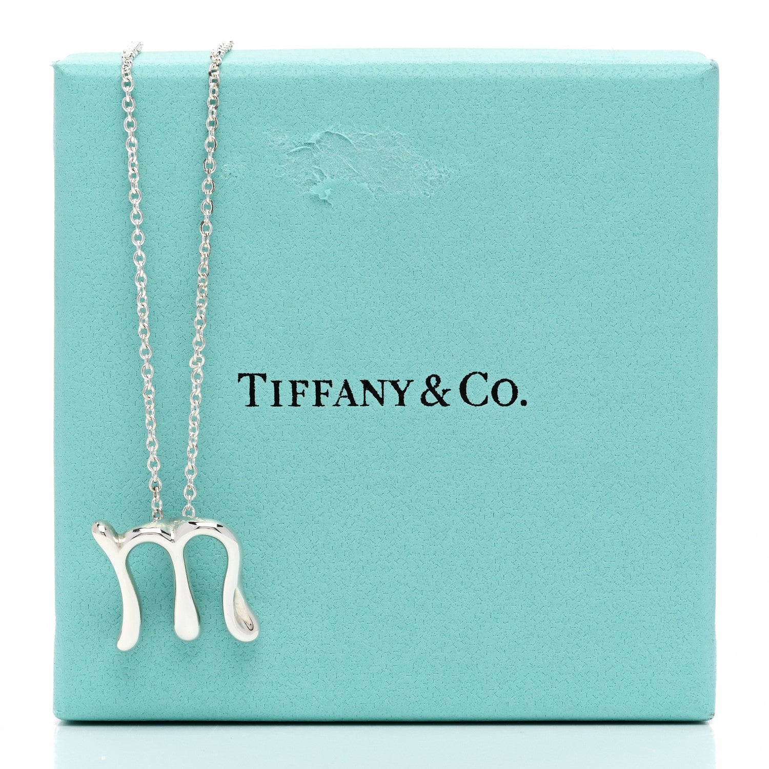 Tiffany Sterling Silver Elsa Peretti Letter M Pendant Necklace 6 of 6