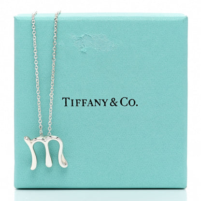 Tiffany Sterling Silver Elsa Peretti Letter M Pendant Necklace 6 of 6