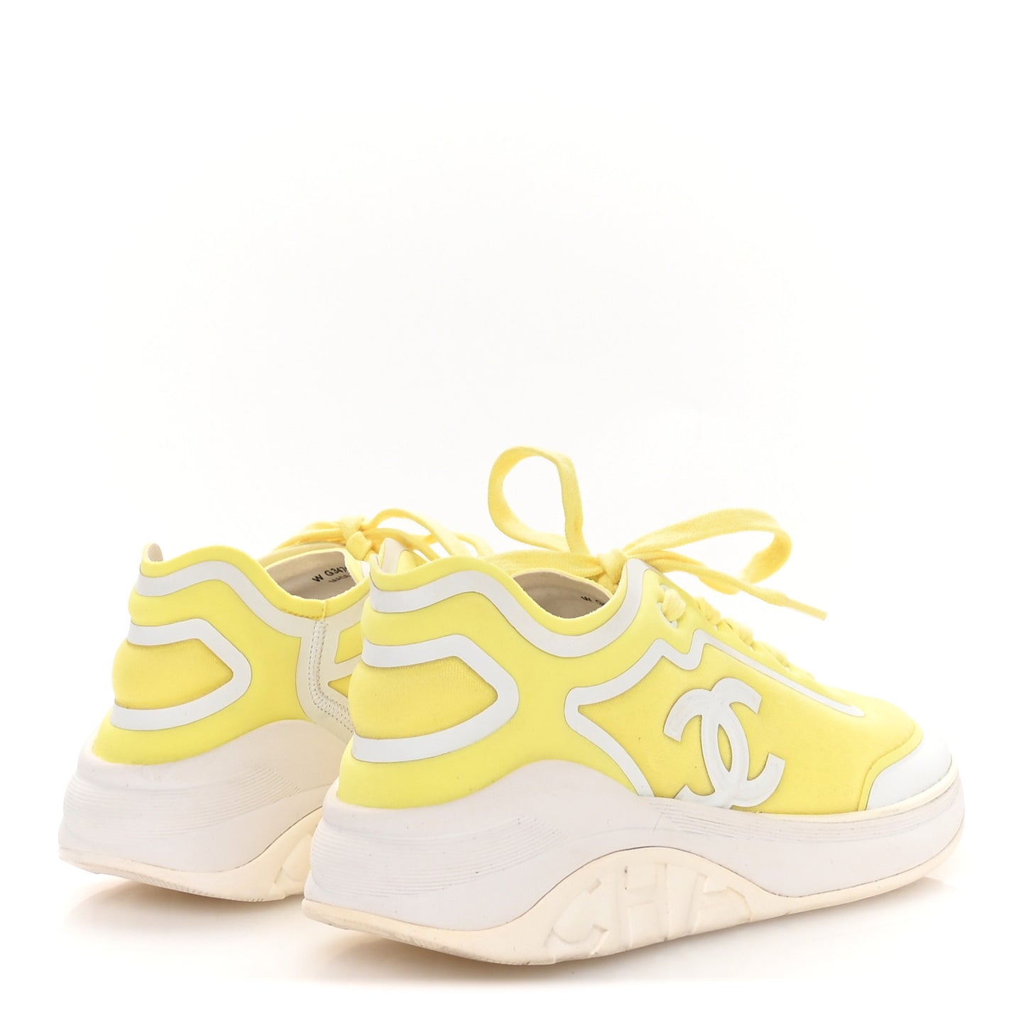 Calfskin Mesh Lycra Logo Sneakers 39.5 Yellow