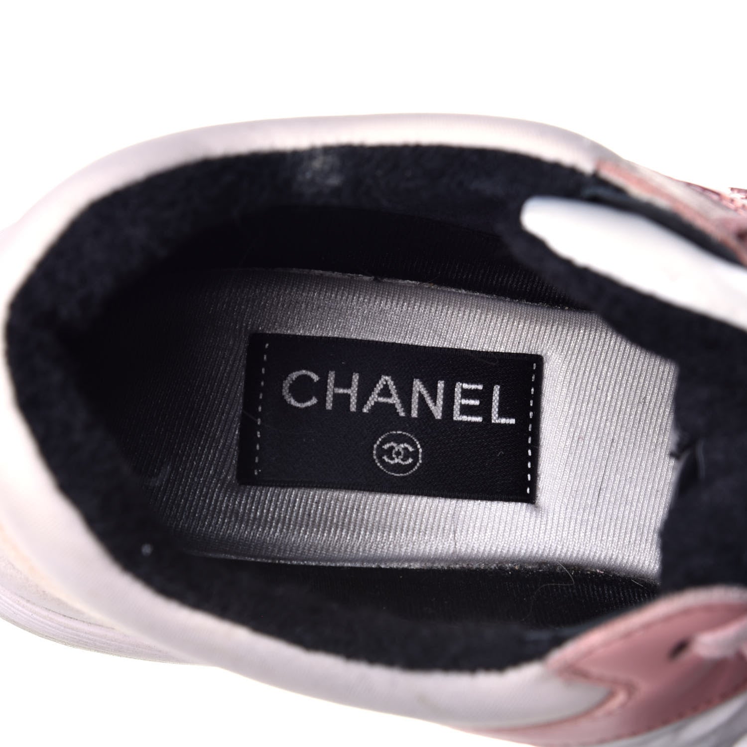 Chanel Nylon Lambskin Suede Calfskin CC Sneakers 38 Pink White Black 7 of 8