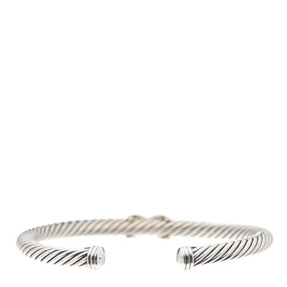David Yurman Sterling Silver 14K Yellow Gold 5mm X Station Cable Bracelet 3 of 5