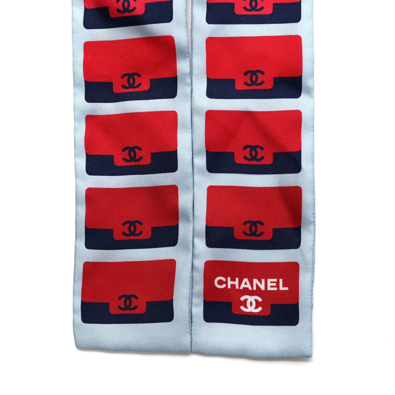 Chanel Silk Twill Slim Bandeau Scarf Light Blue Multicolor 2 of 3