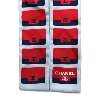 Chanel Silk Twill Slim Bandeau Scarf Light Blue Multicolor 2 of 3