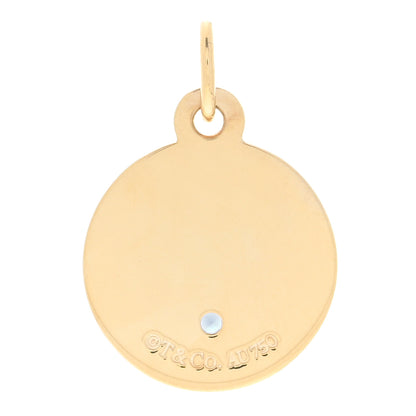 Tiffany 18K Yellow Gold Blue Sapphire Round Tag Pendant 3 of 3