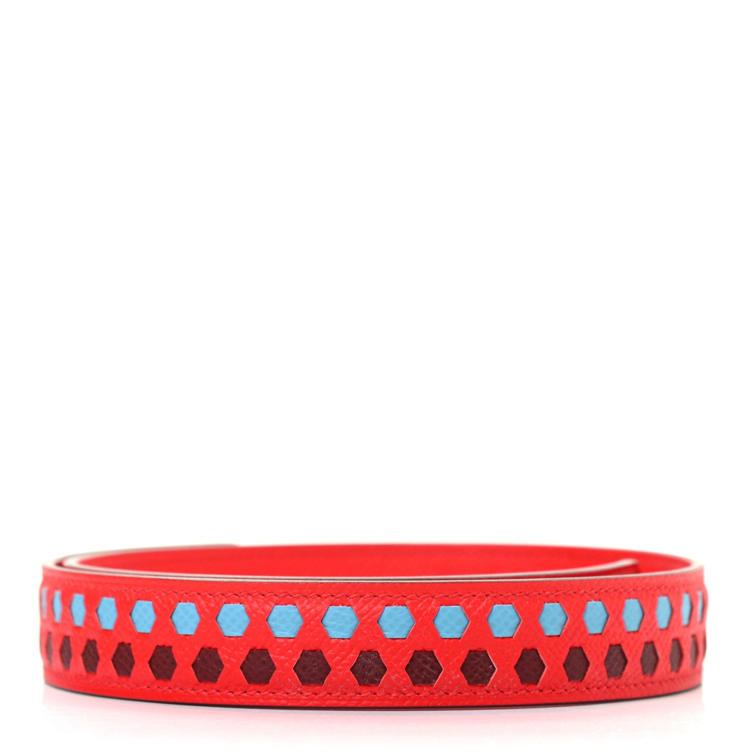 Hermes Epsom 25mm Mousqetons Tressage Shoulder Strap Rouge Coeur Bleu du Nord Rouge H 2 of 3