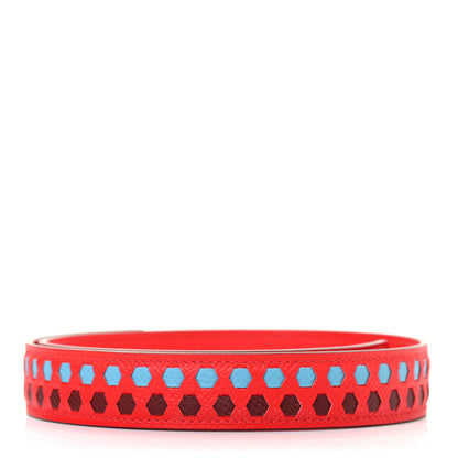 Hermes Epsom 25mm Mousqetons Tressage Shoulder Strap Rouge Coeur Bleu du Nord Rouge H 2 of 3