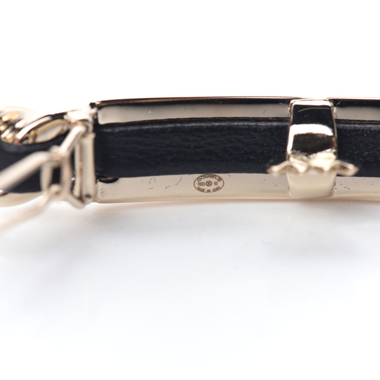 Metal Lambskin Crystal Sergeant Hair Clip Barette Black Gold