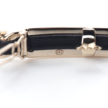 Chanel Metal Lambskin Crystal Sergeant Hair Clip Barette Black Gold 3 of 4