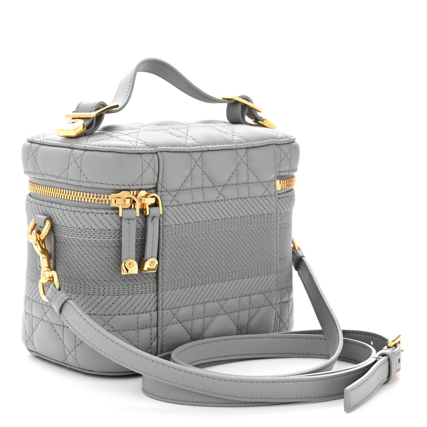 Lambskin Cannage Small Diortravel Vanity Case Grey
